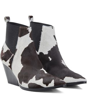Rosamund Muir London Neutrals Felixa Cowprint Calf Hair With Star Ankle Boots - Black