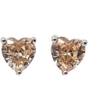 Harfi Citrine Heart Sterling Stud Gemstone Earrings - Multicolour