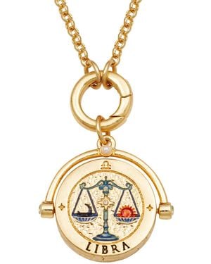 Fable England Libra Zodiac Spinner Necklace - Metallic