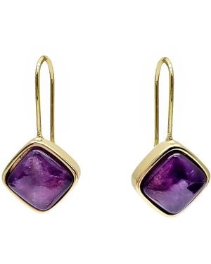 Farra Square Shaped Amethyst Minimalist Earrings - Purple