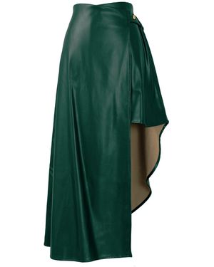 Kargede Leather Wrap Skirt – Asymmetrical, Vegan Faux - Green