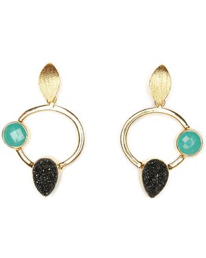Magpie Rose Circle Earrings - Metallic