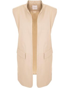 IPANOMI Neutrals Straight-Fit Cotton Twill Vest Minimalist Design With Mandarin Collar And Pockets - Natural