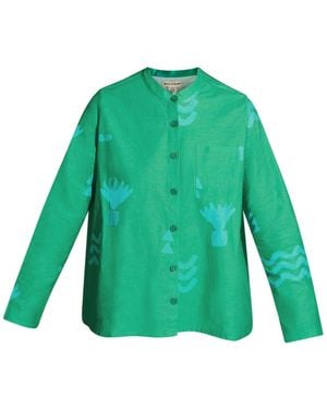 Wild Clouds Organic Cotton & Linen Shirt - Green