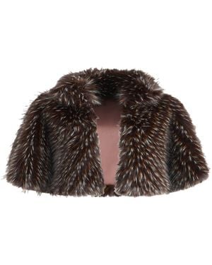 Saachi Shaggy Faux Fur Capelet - Brown