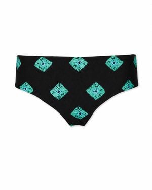 Par Y Escala Sl Agus Print High-Waisted Brazilian Bikini Bottom - Black