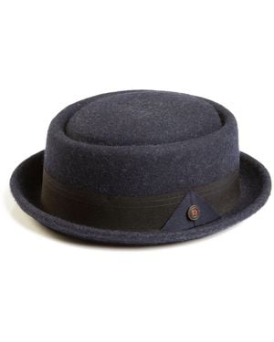 Dasmarca Hats Quintin Ink Felt Oval Crown Porkpie Hat - Blue