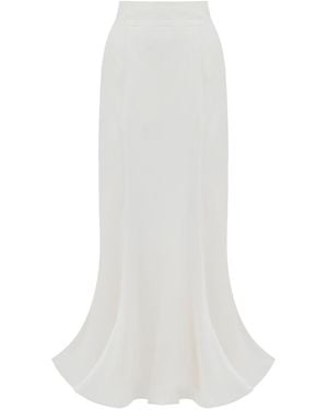 Julia Allert High Waist Double-Sided Satin Maxi Skirt – Ivory - White