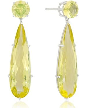 The Jewelz Neutrals Lemon Gleam' Lemon Quartz Drop Earrings - Yellow