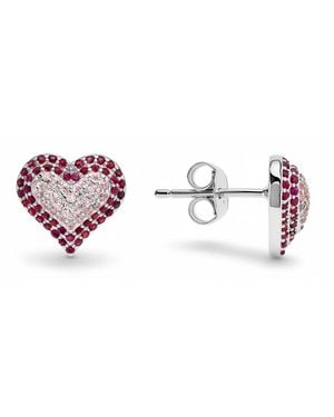 Kylie Harper Pavé Sapphire Puffed Heart Earrings - Metallic