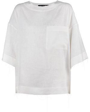 Una Berzina Off- Oversized Linen T-Shirt - White