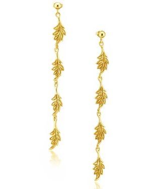 Unaloe Sway Plated Leaf Earrings – Long Dangle Jewellery For - Metallic
