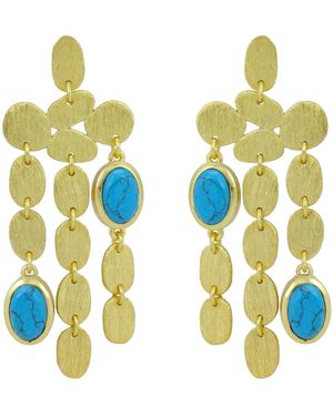 Marcia Moran Gold-Plated Chandelier Turquoise Earrings - Blue