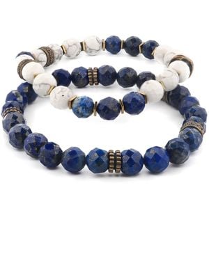 Ebru Jewelry Inner Power Lapis & Howlite Beaded Bracelet Set - Blue