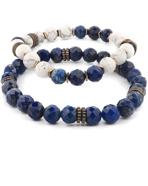 Ebru Jewelry Inner Power Lapis & Howlite Beaded Bracelet Set - Blue