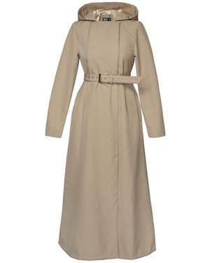 RainSisters Long Coat With Trapeze Cut - Natural