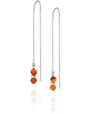 Nellou Jewellery Fall Birthstone Earrings July Carnelian Sterling - White