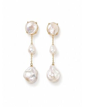 Carolina Benoit La Cascade Baroque Pearl Earrings - White