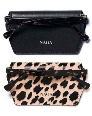 Naoa Neutrals Two Pack Apple-Leather Slim Glasses Case Leopard - Black