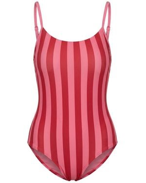 Lime Ricki Swimwear Ruby Stripe Tank One-Piece - Red