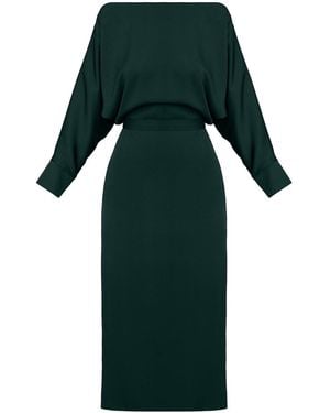 UNDRESS Agalia Deep Off-The-Shoulder Midi Dress - Green
