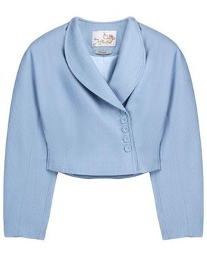 Nocturne Shawl Collar Cropped Jacket - Blue