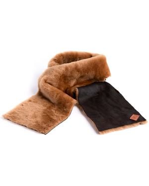 N'damus London Aviator Shearling Wool & Leather Scarf - Brown