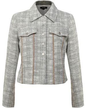 Smart and Joy Crop Jacket With Pocket Flaps And Bias - Grey