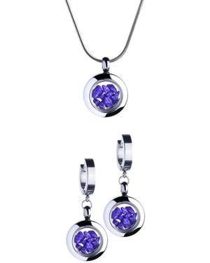 My Little Nature Handmade Jewellery Gift Set With Natural Stones – Mini Necklace & Earrings - Blue
