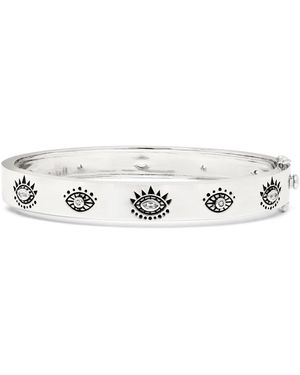Seven Saints Evil Eye Protection Bangle, Rhodium, & Topaz - Metallic