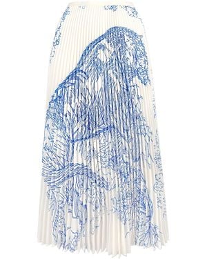 Wild Cosmos Juliet Toile De Jouy Pleated Skirt - Blue