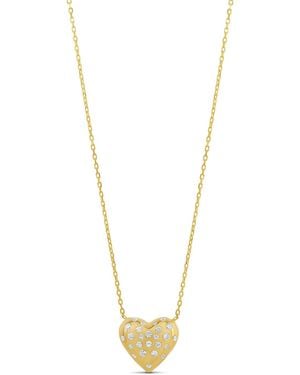 SHYMI Scattered Stone Puffy Heart Necklace - Metallic