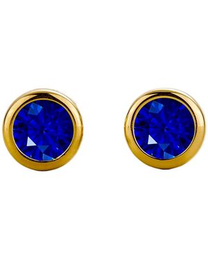 Juvetti Margo Sapphire Round Bazel Set Earrings - Blue
