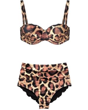 Deessa Ibiza Neutrals Ibiza Leopard Print Shapewear Bikini - Brown