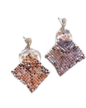 Babaloo Neutrals Suspended Pearl Earrings - Metallic