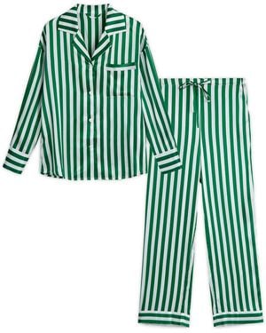 Silkinc Classic Wide Stripe Long Pyjama Set - Green