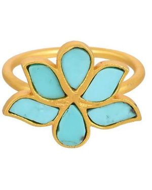 Opium Jewels Water Lotus Ring - Blue