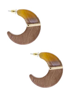 Saachi Flat Wooden Crescent Earrings - Metallic