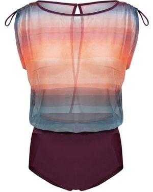Serotone Swim Mesh Top One Piece - Pink