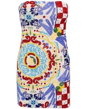 Self-Adore Limoncello Hand-Beaded Embellished Mini Dress - Blue