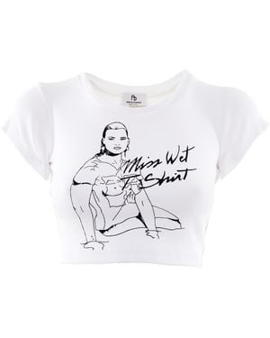 Brenda Agradi Printed Party Crop Top - White
