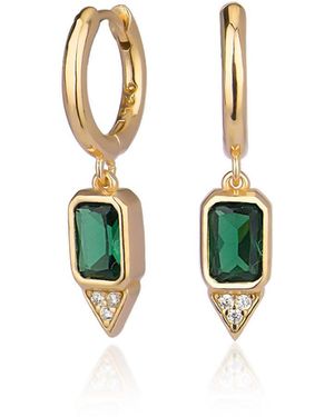 BY EDA DOGAN Emerald Stone Huggie Earring - Green
