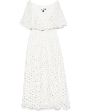 Nissa Polka-Dots Midi Dress - White
