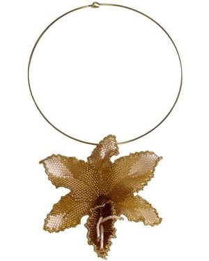 Iliana Arrazola Orchid Choker, And, Glass Beads, Beaded Jewellery - Metallic
