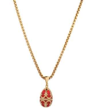 Ebru Jewelry Lucky Elephant Hidden Egg Locket Chain Necklace - Metallic
