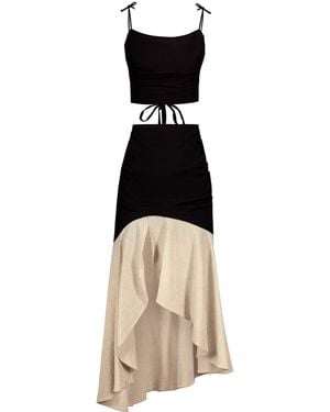 ALINA CERNĂTESCU Neutrals Merzouga & Cocktail Corset Top & Midi Skirt Set - Black