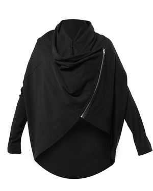 Metamorph Loose Cardigan With Side Zipper - Black