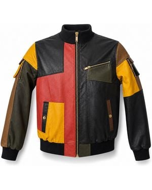 Zasta Studio Artifact Theory Leather Bomber Jacket B - Orange