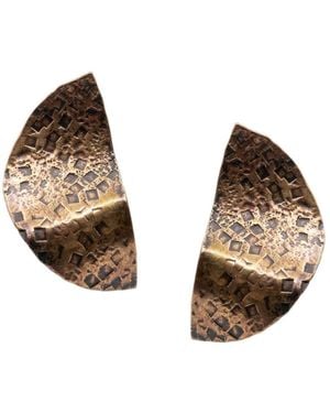 Jaredjamin Geo Twist Antique Tone Medium Earrings - Brown