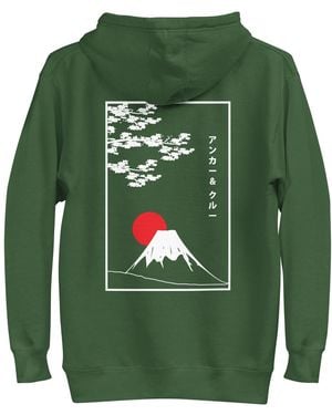 Anchor and Crew Forest Mount Fuji Landmark Cotton Blend Hoodie - Green